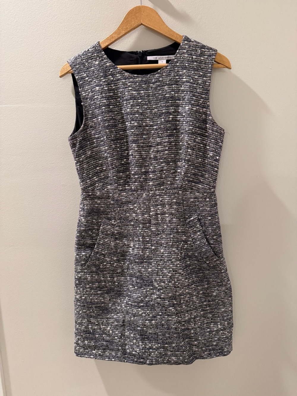 Diane Von Furstenberg Gray and Black Tweed Mini Dress